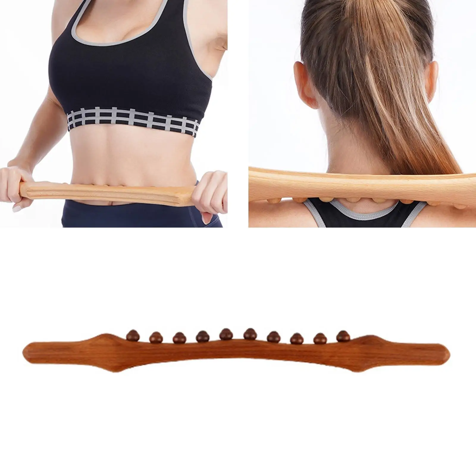 Wooden Gua Sha Massage Stick Relieve Sore Muscles Relaxing  Carbonized