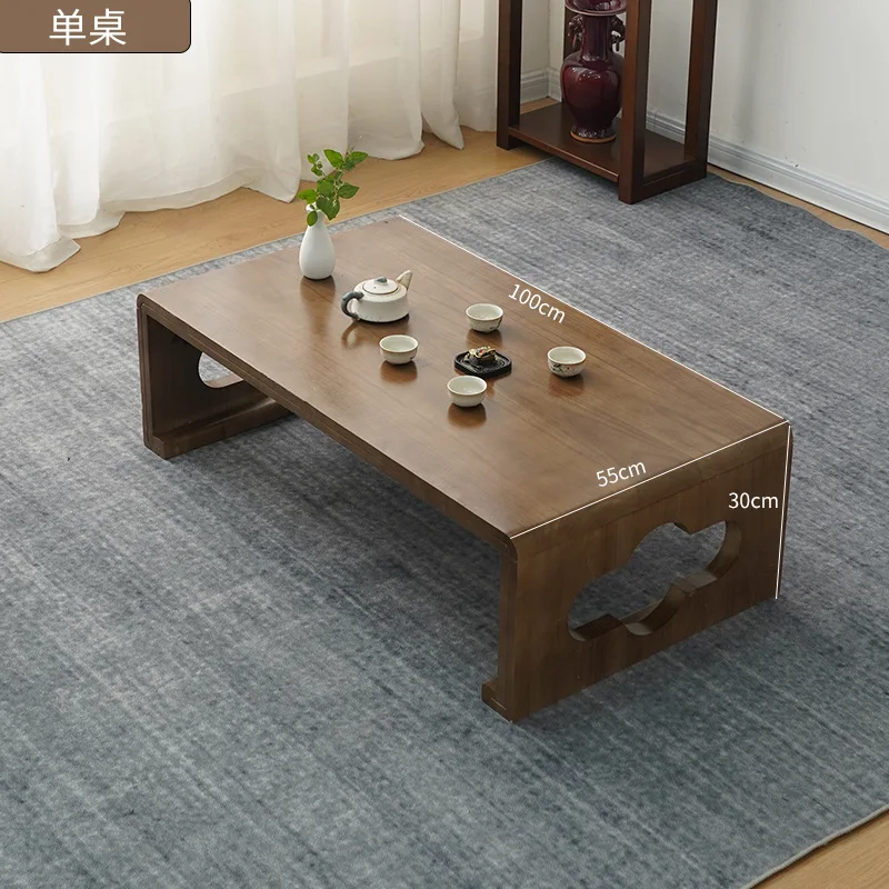 Tatami table small coffee table solid wood mini balcony tea floor table kang piano bay window