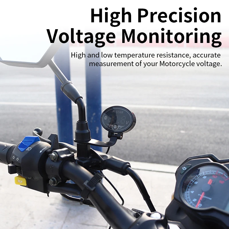 Waterproof Low Voltage Alarm Monitor Universal Motorcycle Digital Voltmeter Display 9-24V