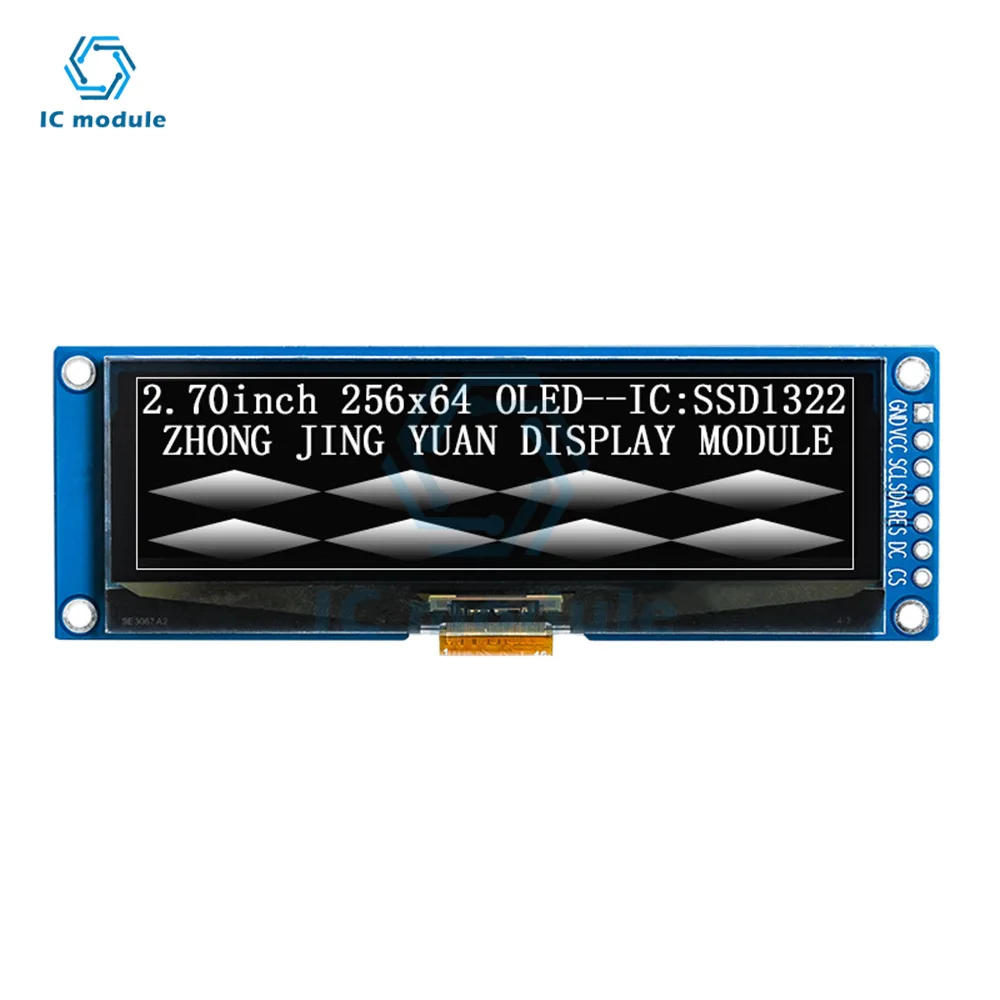 Imagem -03 - Módulo de Exibição Lcd Auto-luminoso Tela Oled Board Iic Driver Ssd1322 I2c Pinos 2.7 256x64