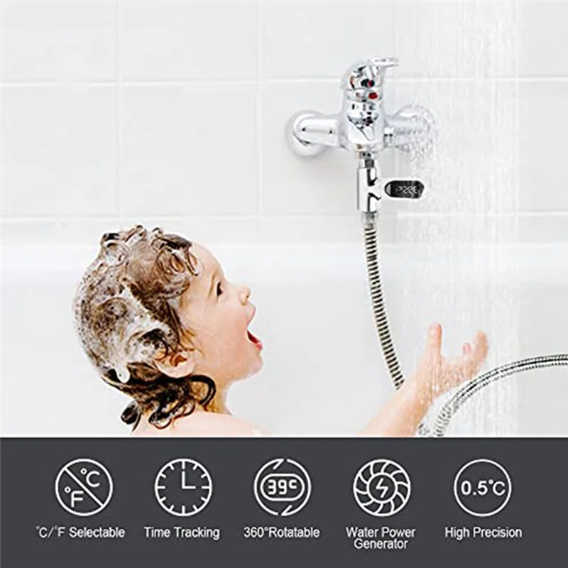 

XX-1 Set Shower Thermometer Bath Water Thermometer LED Digital Display Shower Water Thermometer