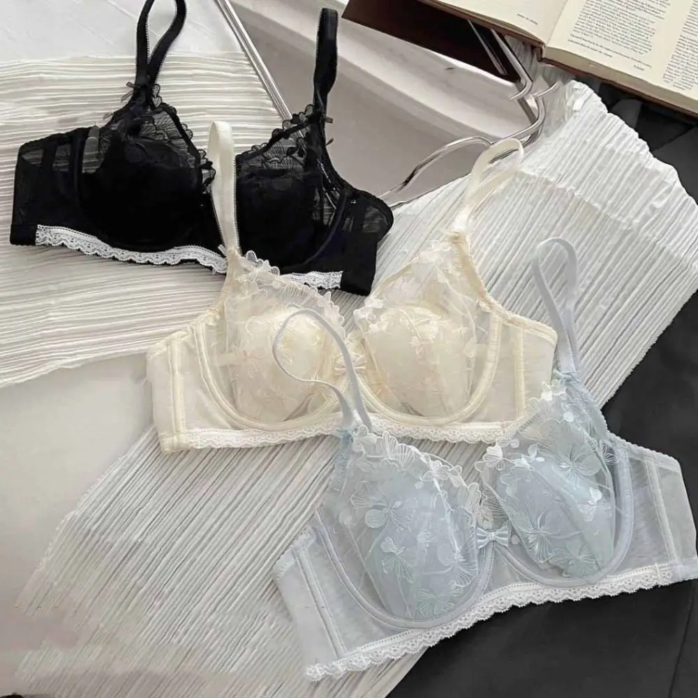 Adjustable Shockproof Wireless Deep V Bra Anti-sagging Push Up Women Underwear Lingerie Thin Lace Mesh Bra Gifts