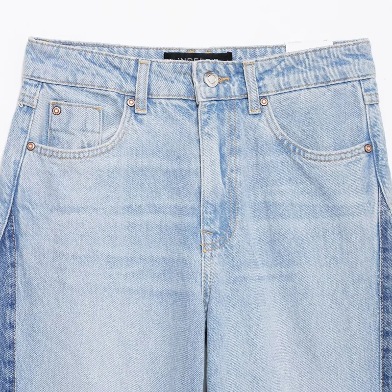 HXAO Luźne Jeansy Damskie Spodnie Jesień 2025 Oversize'owe Szerokie Jeansy Plus Size z Wysokim Stanem, Łączone Spodnie, Spodnie Streetwear