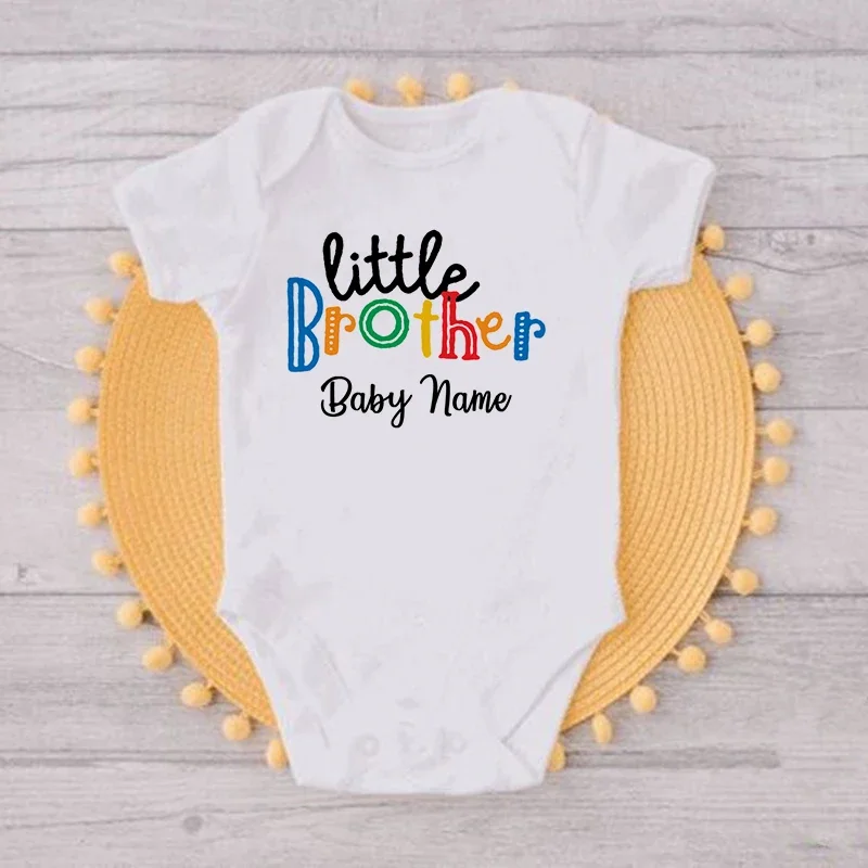 Personalized Big Sister Little Brother Matching Clothes Custom Name Kids T-shirt Bodysuit Birthday Party Family Look Outfit Tops