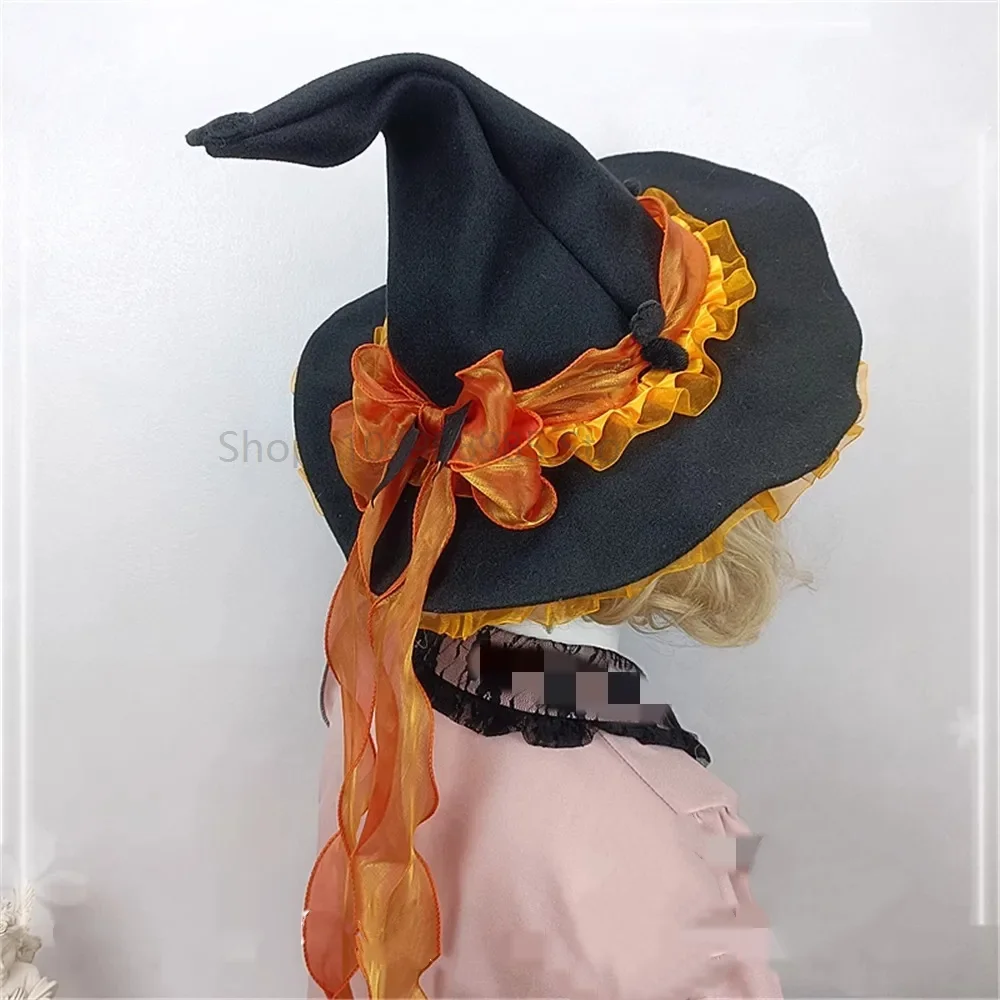 Costume gothique Lolita pour fille, accessoires d'halloween, chapeau de princesse en dentelle avec nœud, Cosplay rétro, chapeaux de sorcière diable, 2025