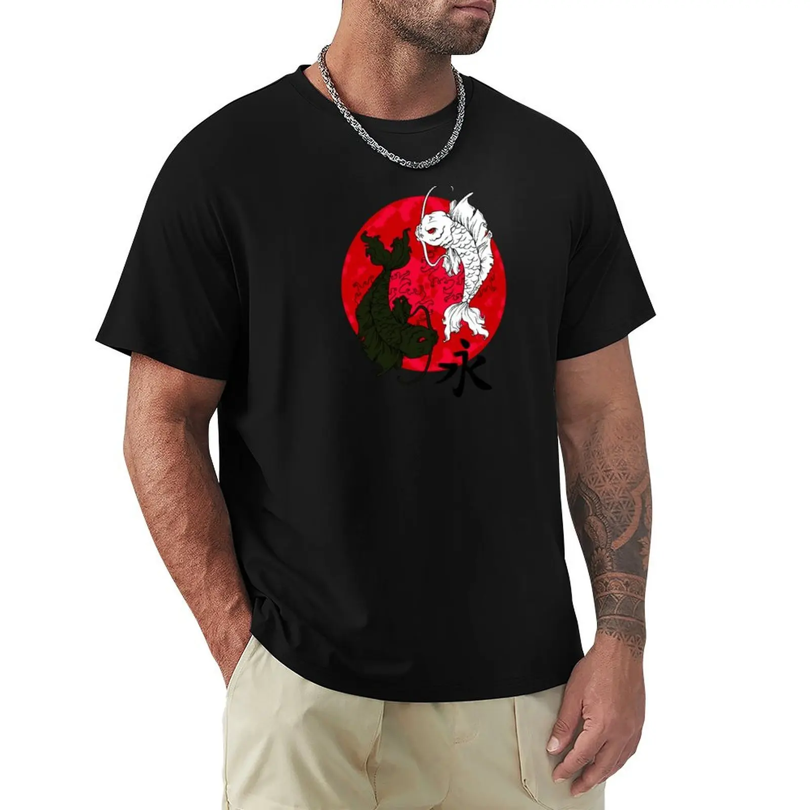 

Koi Fish Ying Yang in Black T-Shirt customs design your own anime figures new edition anime shirts men
