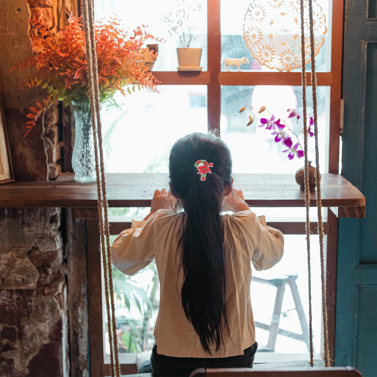 

15pcs Christmas Hair Ties Elastic Girl Ponytail Holders Resin Decorative Accessories for Women Girls Toddler Newborns