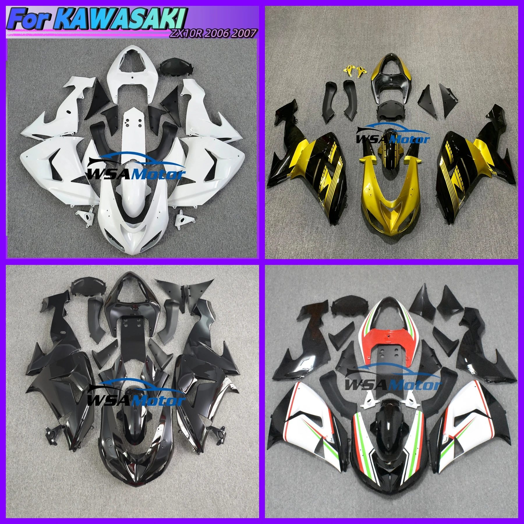 Motorcycle Accessories Fender Fuel Tank Side Panel Frame Fairing Kit For Kawasaki ZX10R 2006 2007