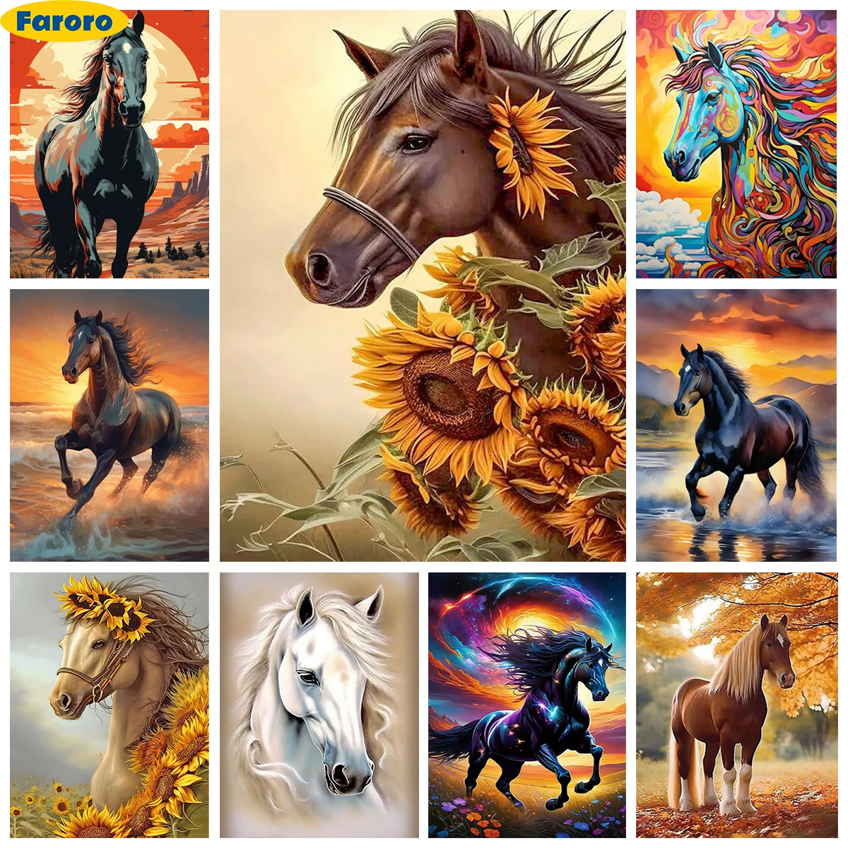 

Horse DIY Diamond Painter Animal Decor Picture 5D Diamond Embroidery Cross Stitch Living Room Bedroom Wall Decor Handmade Gift