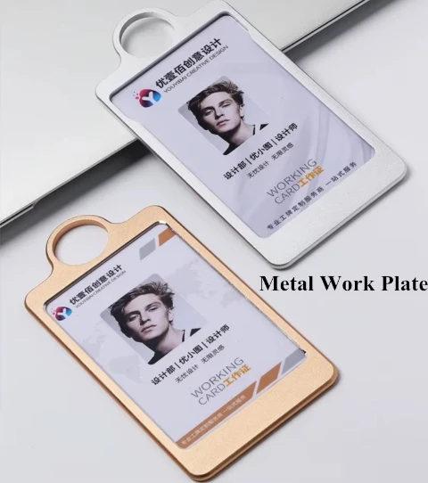 Aluminum Luggage Tags Card Holder Travel Identification Name Tags Business ID Badge Card Holder With Lanyard