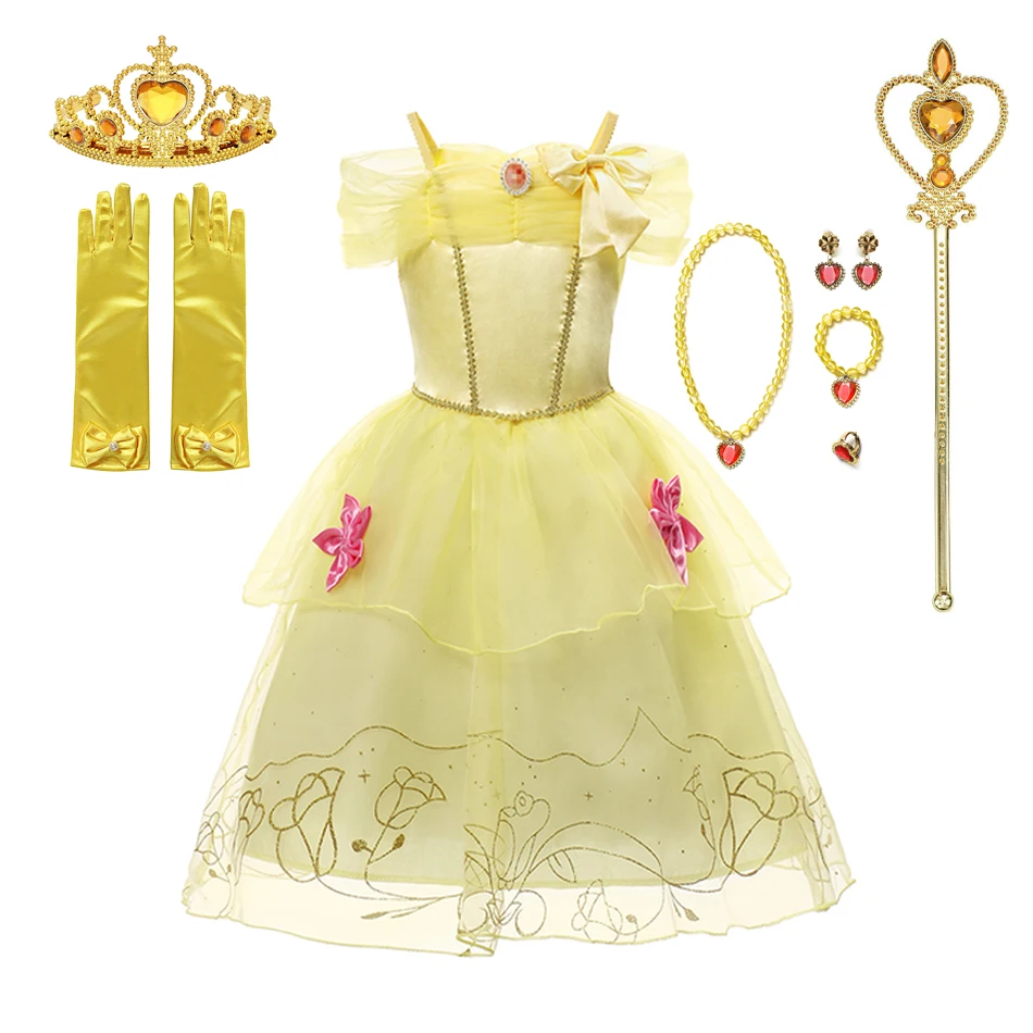 Vestido de princesa Disney para niñas, disfraz de Rapunzel, Elsa, Anna, Cenicienta, Halloween, fiesta de carnaval, ropa de fantasía para niños