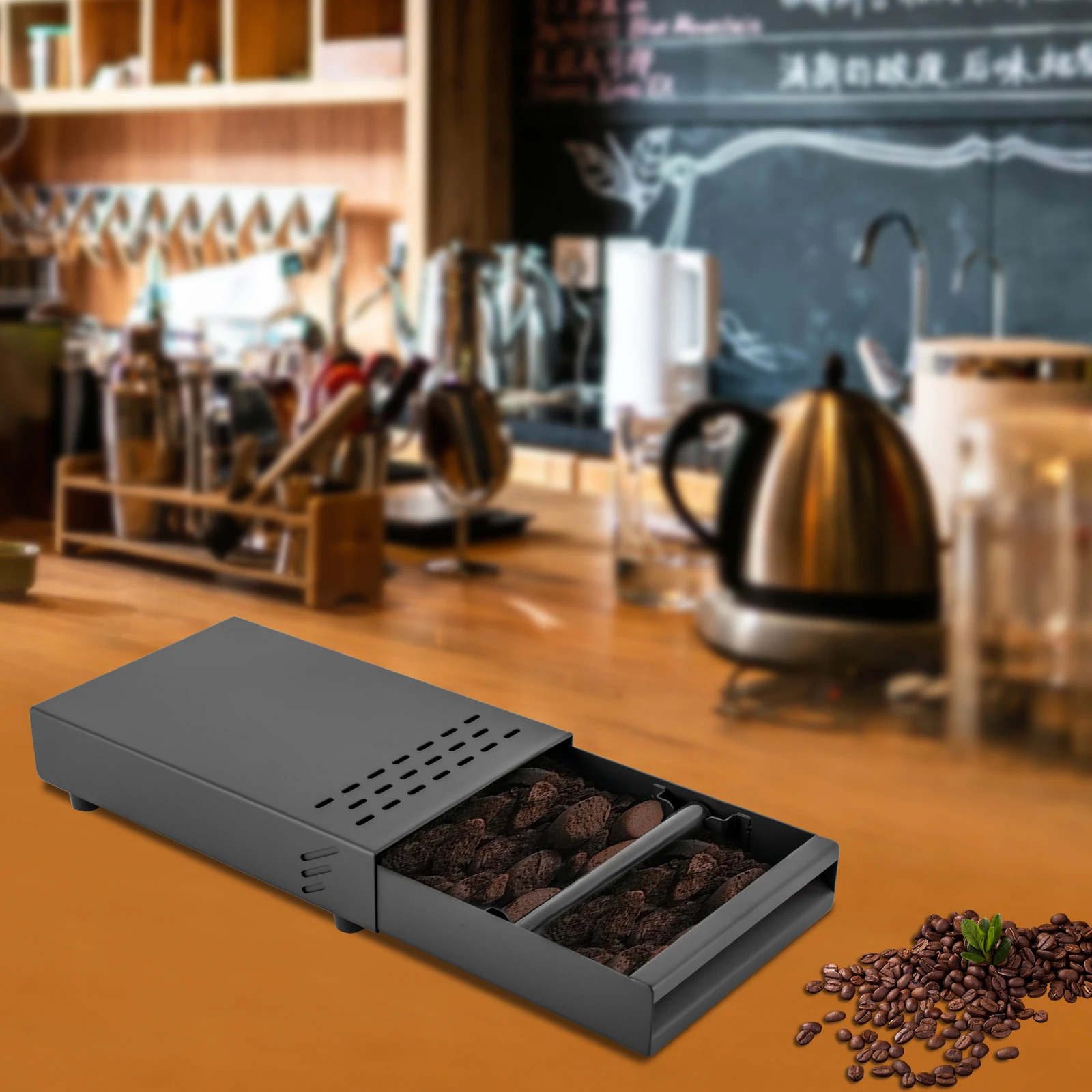 Edelstahl-Kaffeesatzbehälter, Schubladen-Kaffeesatz für den privaten und gewerblichen Gebrauch, für Kaffeelegeisterte – Detail 2