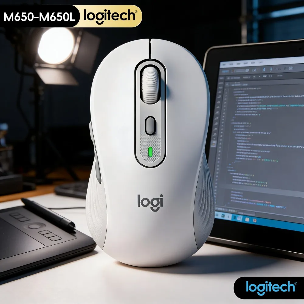Logitech M650/M650L Signature Wireless Mouse Recycled Plastic Build Shell Comfort Thumb Cushion For Desktop Laptop Operator