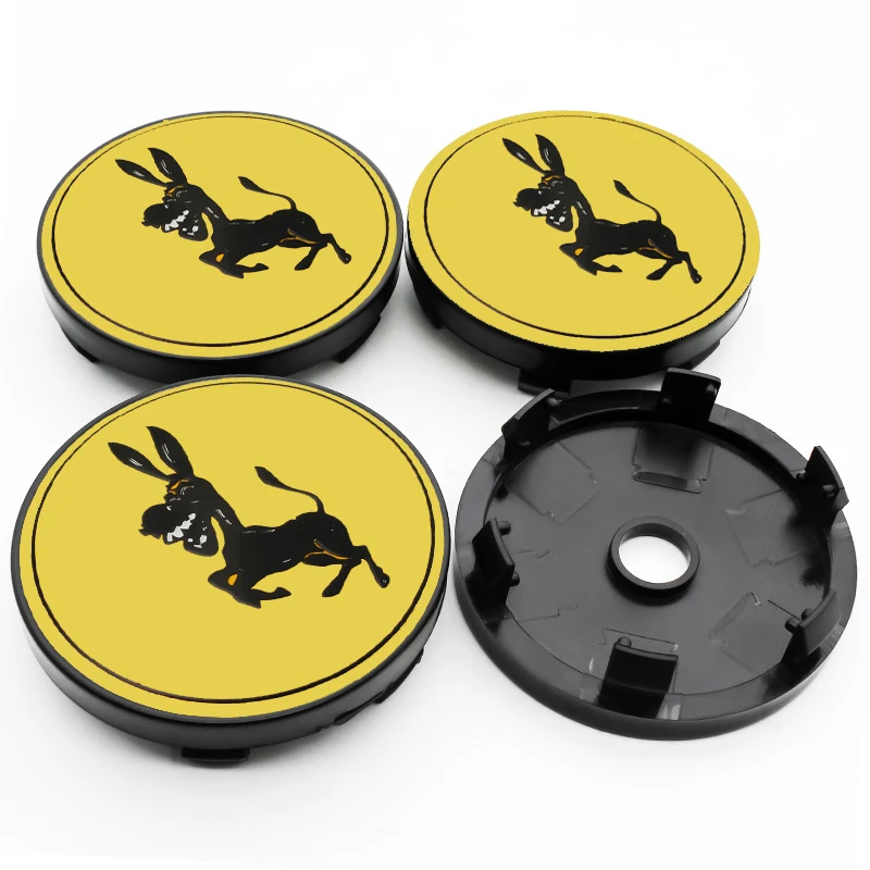 4pcs/set Universal 60mm Donkey Emblem Car Wheel Center Cap Hub Covers Badge For Honda Toyota Audi Ford Mazda KIA Accessories