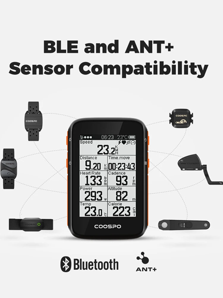 AliExpress NONE Coospo BC200 GPS Bicycle Navigator 2.4inch ANT Plus Bluetooth5.0 Multi Lingual Speedometer Odometer With Enhanced Mount