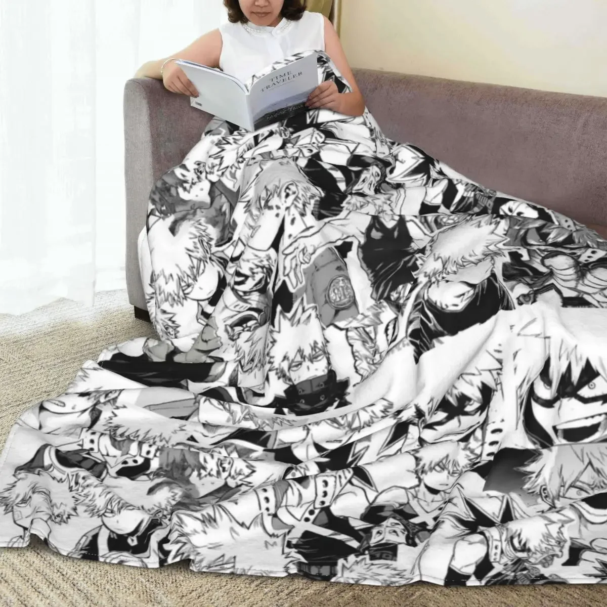 Katsuki Bakugo Blanket Flannel Decoration My Hero Academia Boku No Hero Academia Portable Throw Blanket for Home Couch Bedspread