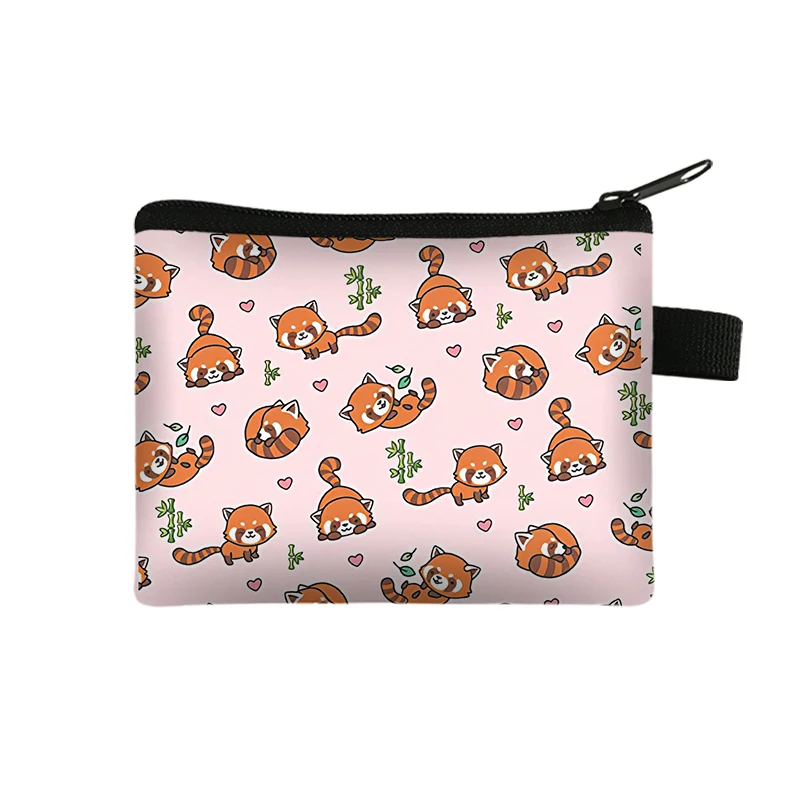 Funny Red Panda Print Coin Purse Manga Women Wallets Casual Mini Money Coin Bag ID Credit Card Key Earphones Holder Gift