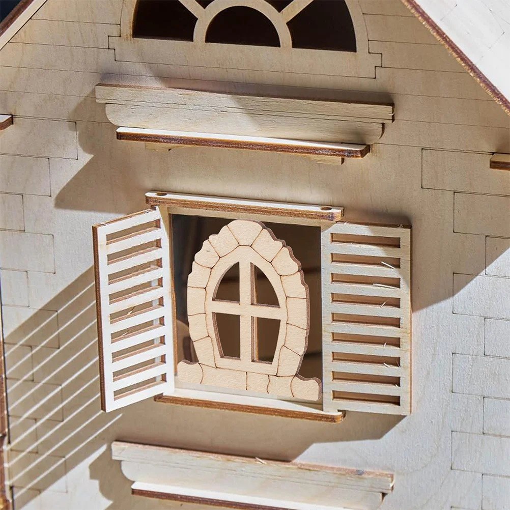 

150Pcs Fairy Door Windows Unpainted Wood DIY Craft Kit Miniature Garden Tree Decor Fairy Accessories DIY Unfinished Window