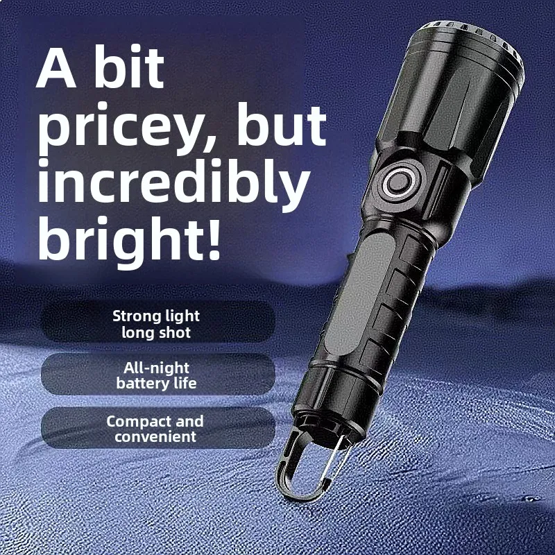 White Laser Zoom Long Range Flashlight Multi-Mode Battery Indicator Portable Tactical Light