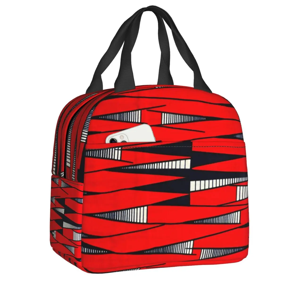 Custom Geometric African Ethnic Ankara Pattern Thermal Insulated Lunch Bags Women Portable Lunch Tote for School Food Bento Box