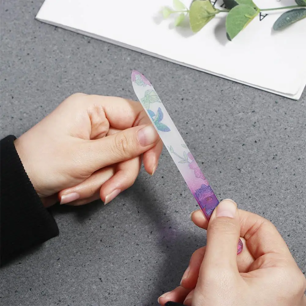 Professional Printing Crystal Glass Nail File Glitter Nail Art Polishing Tool Manicure Pedicure