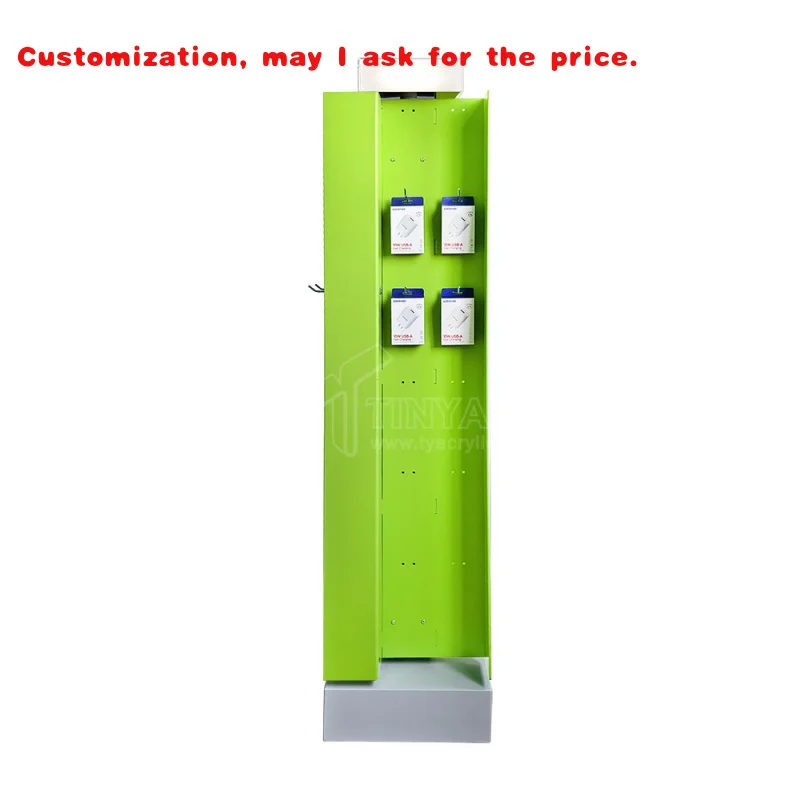 custom.Tinya Customized Modern Acrylic Display Stand with Durable Hooks Painted Cellphone Accessories Store Usage