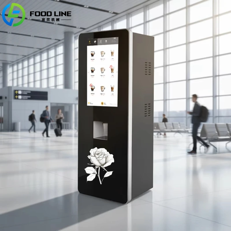 Customized Intelligent Touch Screen Coffee Vending Machine Commercial Self Service Coffee Dispenser Real Time Data Monitoring