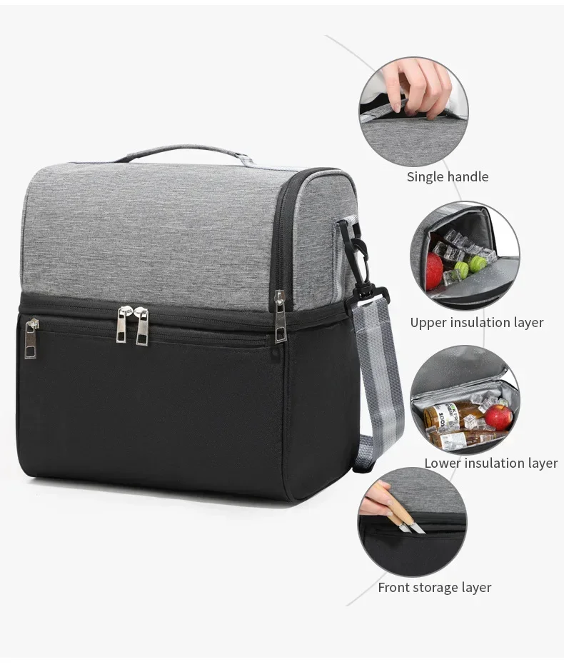 

Сумка для обеда, многоразовая изолированная термосумка для женщин и мужчин, многофункциональный холодильник, теплая двухслойная сумка, герметичная, водонепроницаемая