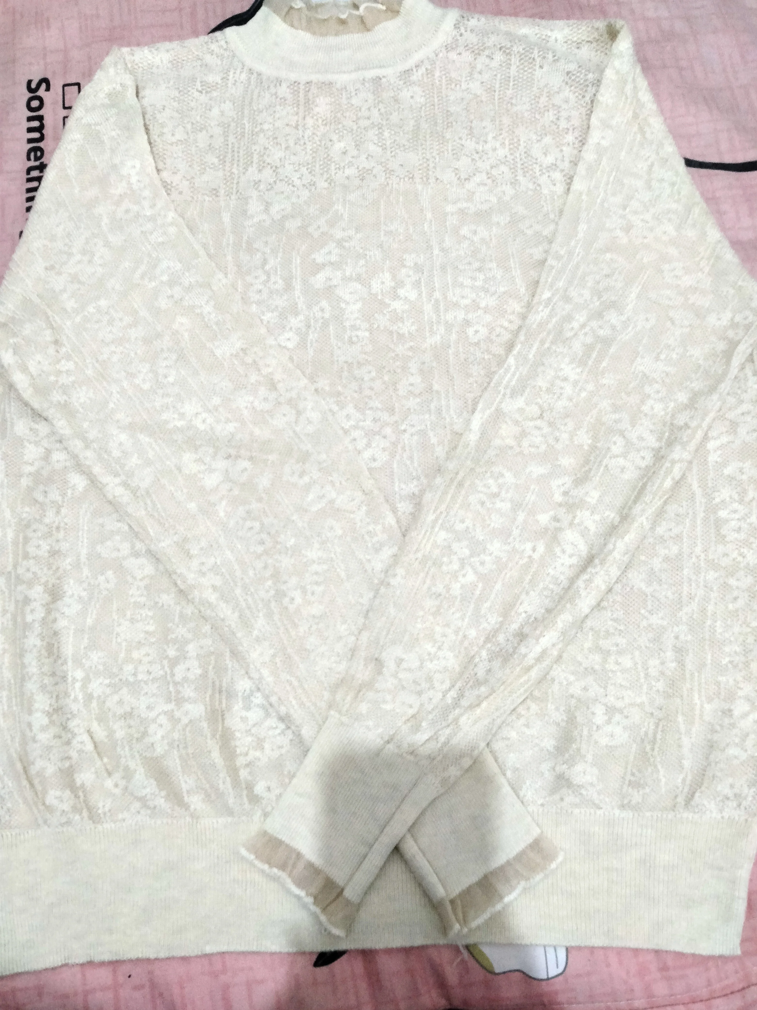 2025 French Autumn Winter Knitted Sweater mesh high Collar slim lace retro T Shirt transparent bottom blouse hollow outfit