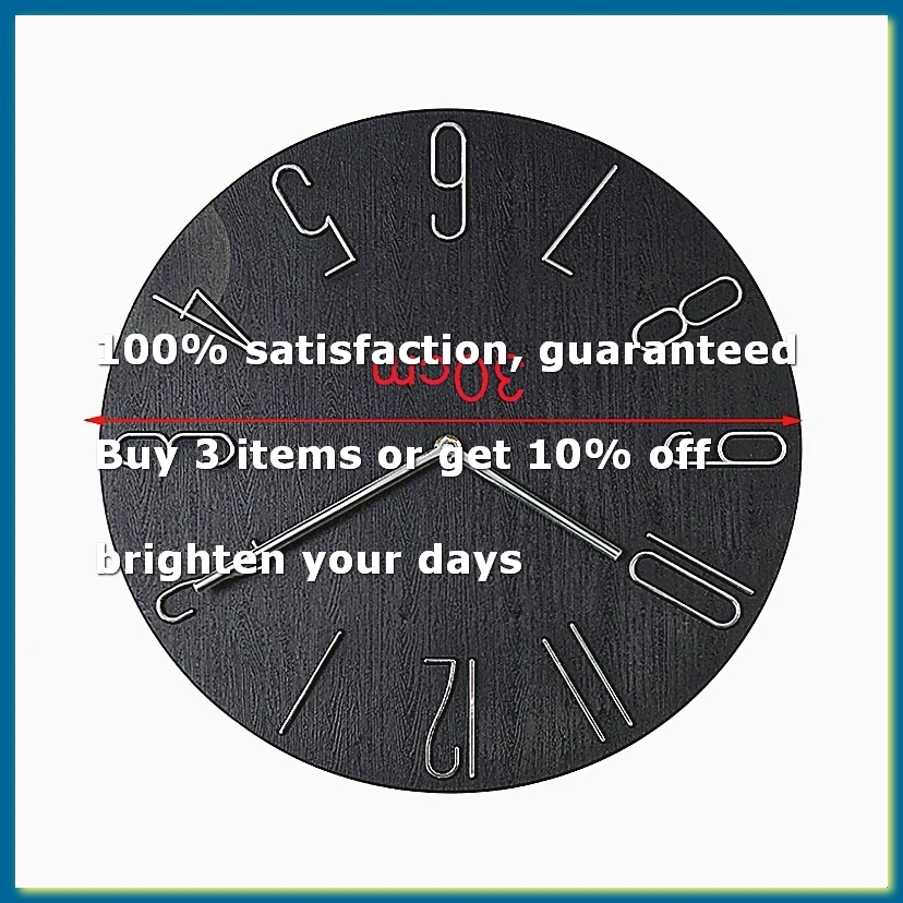 ●Simple Wall Clock 12 Inch Living Room Home Wall Clock Clock Watch Fashion Bedroom Wall Clock-Black