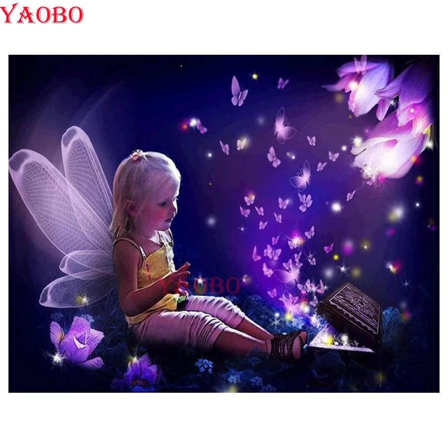 5D DIY New Arrival Diamond Painting Fantasy fairy girl butterfly orchid Full Square/Round Mosaic Picture Diamond Embroidery