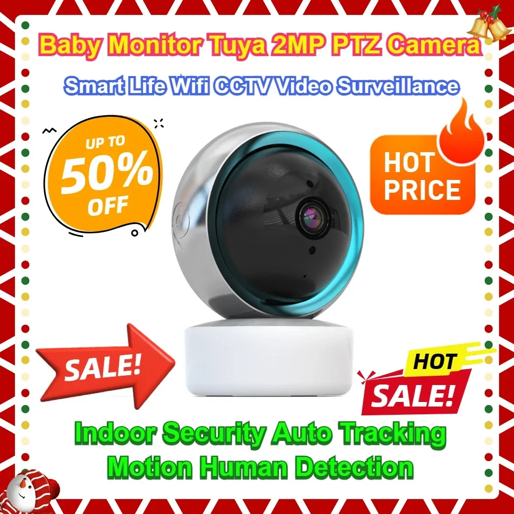 

Indoor Security Auto Tracking Motion Human Detection Smart Life Wifi CCTV Video Surveillance Baby Monitor Tuya 2MP PTZ Camera