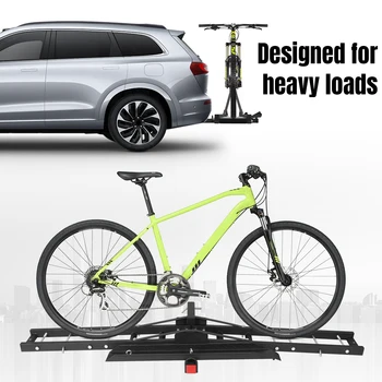 Rear Trailer Steel Mount Rack Anti Tilt Adjustable Road Bike Storage Bracket Foldable for SUVs Cars Trucks Vans