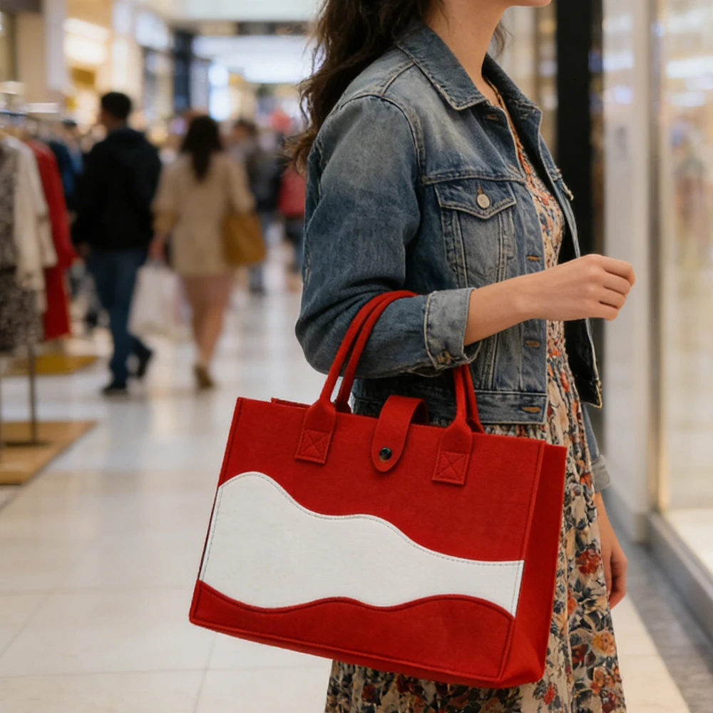 

Сумка с горным узором, мягкая женская дорожная сумка, многофункциональная сумка для хранения, стильная фетровая сумка-тоут для поездок на работу, путешествий