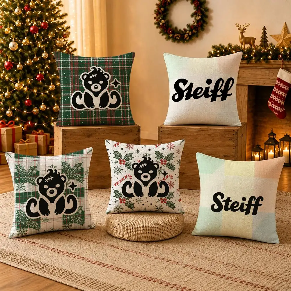 Product Steiff Teddy Bear Cushion Cover Pillow Short Plush Cushion Covers for Living Room Sofa Christmas Festival Holiday Gift