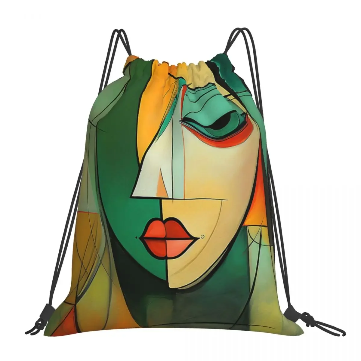 

Neocubism женские с зелеными и оранжевыми рюкзаками, сумки на шнурке, сумка на шнурке с карманами, спортивная сумка, сумка для книг для путешествий, школы