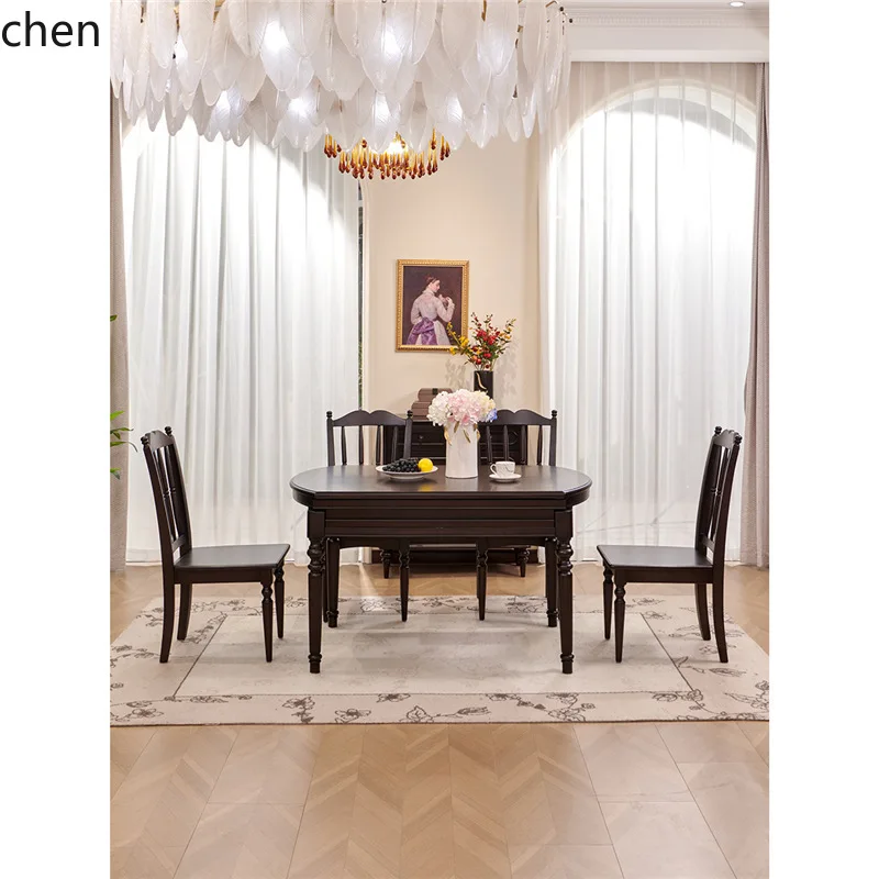 ZML Solid Wood Dining Table and Chairs Vintage Rectangular Table Living Room Home Dining Table High-end