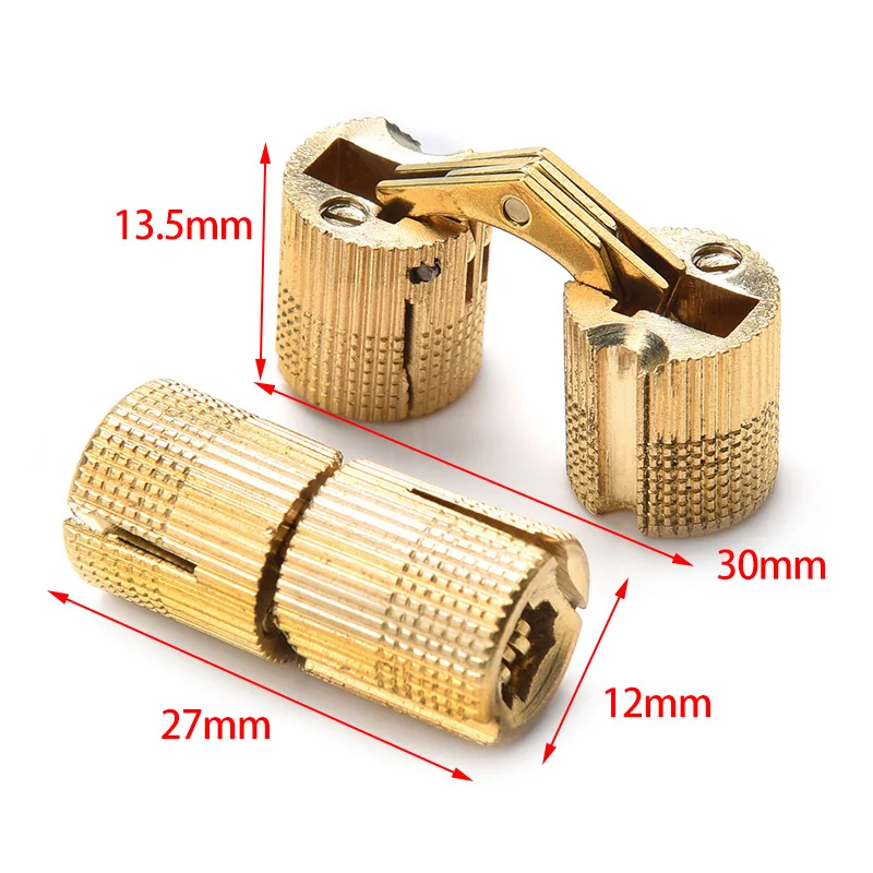 8-12mm Copper Barrel Hinges Concealed Cabinet Hidden Invisible Brass Door Hinges For Furniture Hardware Gift Box