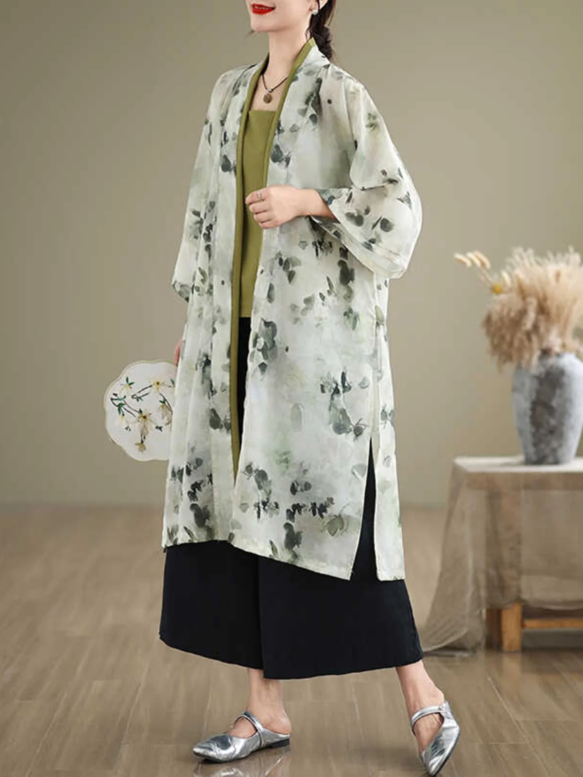 

Улучшенная верхняя одежда из шелка и льна, комплект из двух предметов, повседневный традиционный китайский костюм Ханфу с ремешком