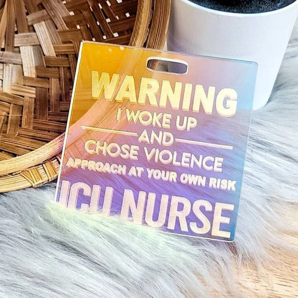 قطعة واحدة من سحر شارة الهوية المخصصة - اسم مجوف محفور بالليزر مخصص، ممرضة تحت عنوان، DIY، لمسة نهائية لامعة، ملحق مثالي للاستخدام اليومي