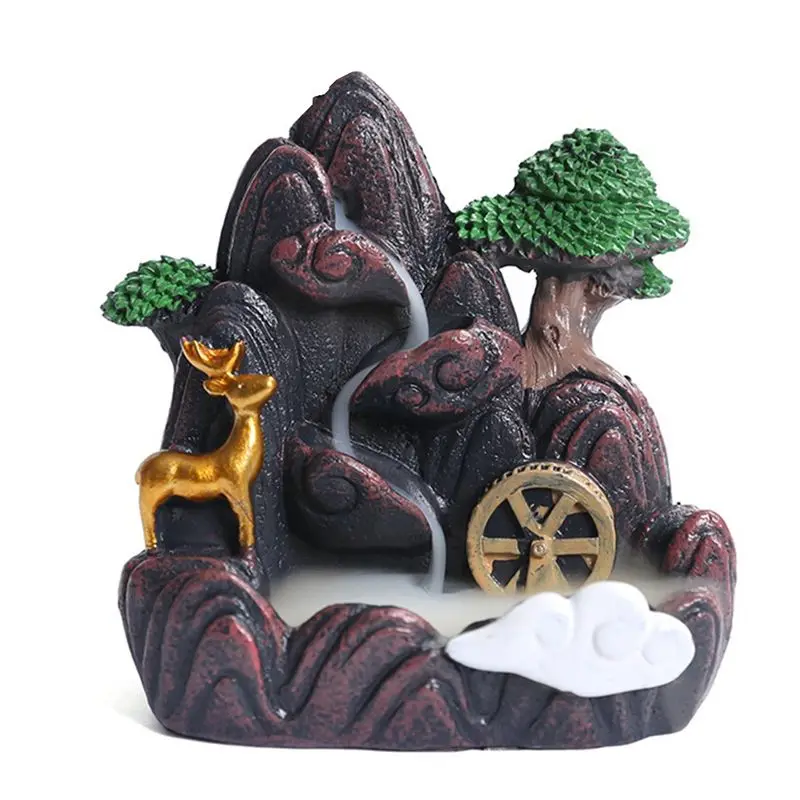AEE4-High Mountain Flowing Waterfall Backflow Incense Burner Home Fragrance Diffuser Incense Burner Decoration