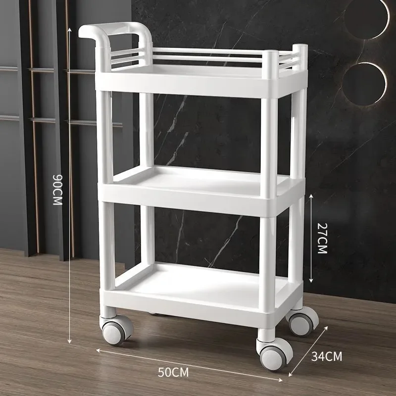 Professional Beauty Salon Cart - Lightweight Plastic Mobile Trolley with Wheels for Cosmetic  & Equipment Storage view 2
