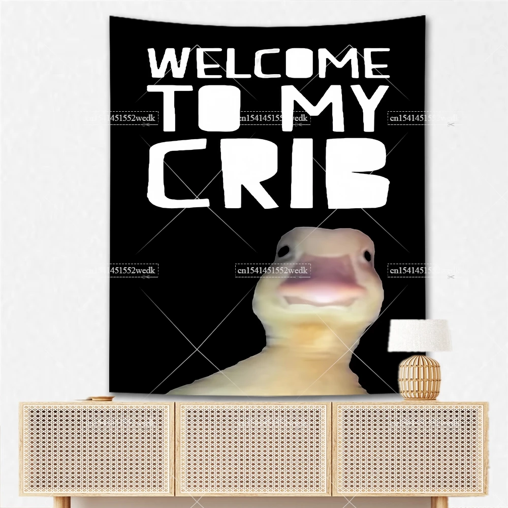 Welcome To My Crib Flag Duck Meme Tapestry For Bedroom Shawty Like A Melody Wall Hanging Tapestry Aesthetic Room Decor Wallpaers