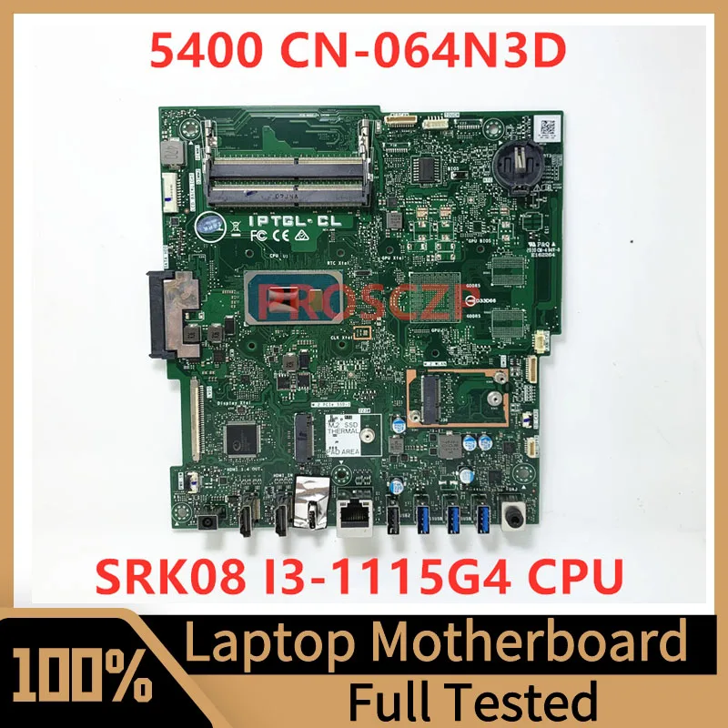 CN-064N3D 064N3D 64N3D Moederbord Voor Dell 5400 Laptop Moederbord Met SRK08 I3-1115G4 Cpu 100% Volledige Getest Werken