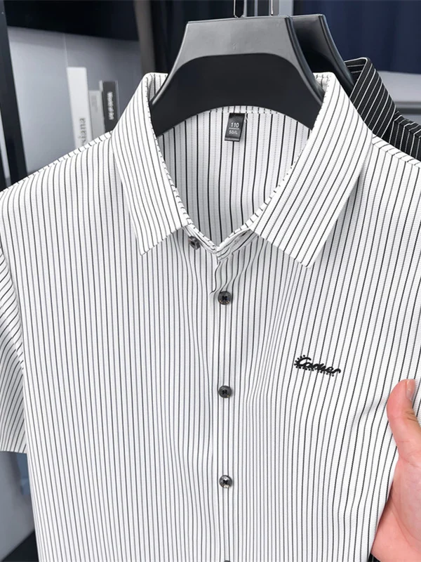 

Летняя мужская полоска без железа irt ort Sve Faionable Cool Sensation Busin, повседневная хлопчатобумажная ткань среднего года