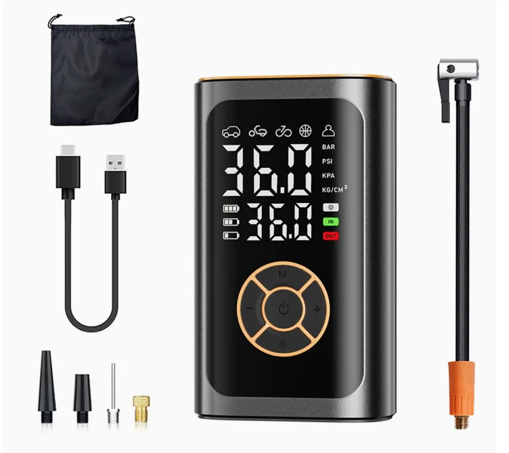 Smart Car Tire Electric Inflator Wireless Digital Display Power Bank Full Screen Car Air Pump for Vehicle Tires view 2