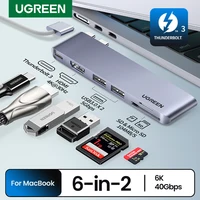 UGREEN 6 en 2 USB-C HUB tipo C a Thunderbolt 3 4K HDMI SD y TF adaptador USB3.0 para MacBook Pro Air estación de acoplamiento USB-C divisor