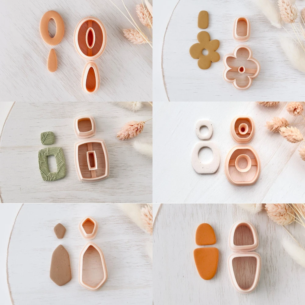 2Pcs/Set Simple Shape Polymer Clay Earring Cutter Dangle Clay Cutting Molds Abstract Shape Clay Cutters DIY Hand Tools