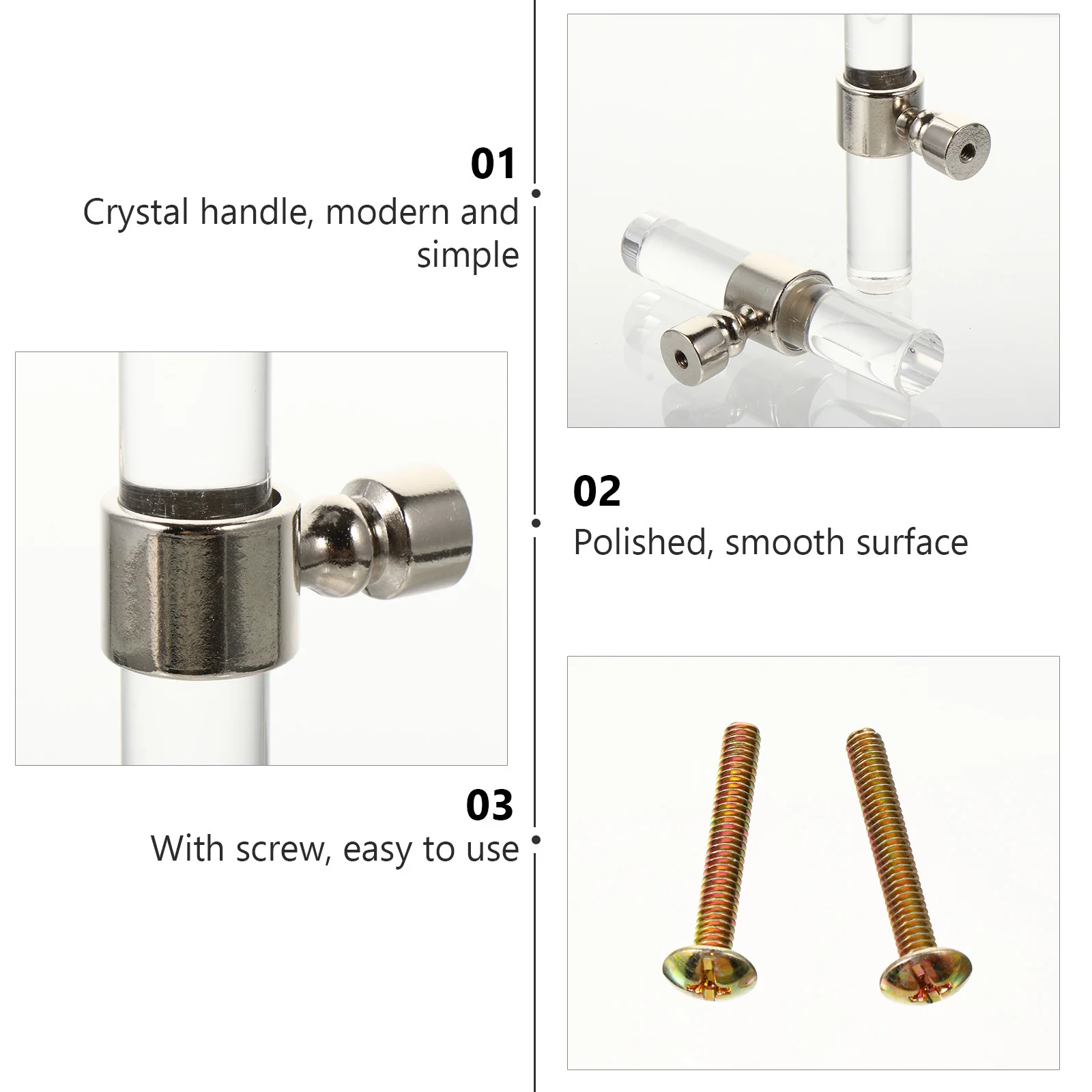 

2Pcs Acrylic Door Knobs Modern Crystal Pulls Scratch Resistant Surface Stylish Furniture Handles for Cabinet Chest of Drawers