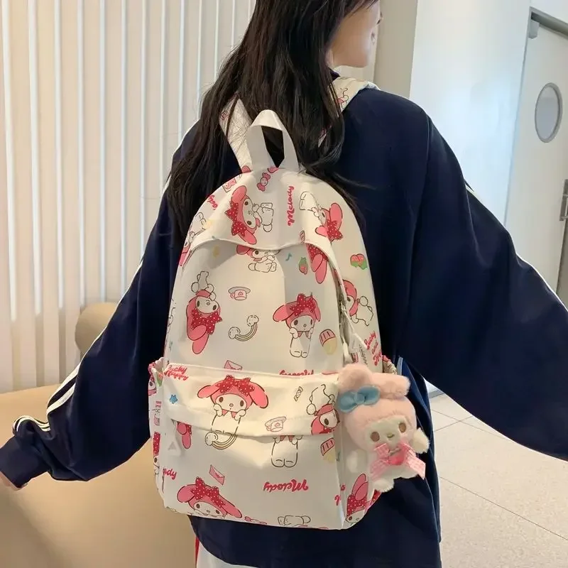 Xiuya Pink My Melody Womens Backpack Cartoon Cute Nylon Large Capacity Casual Backpacks Student New Print Female Aesthetic Bags